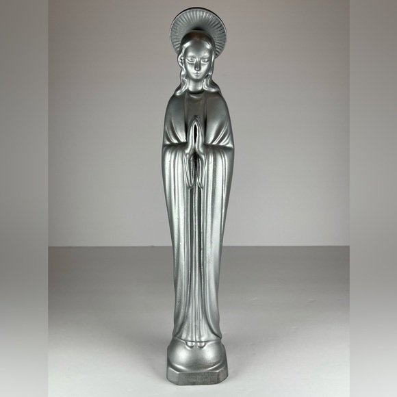 Vintage Other - Vintage Mother Mary ceramic figurine, painted silver
